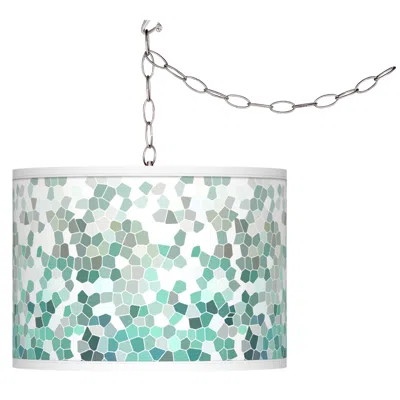 Giclee Glow Aqua Mosaic  Plug-in Swag Pendant