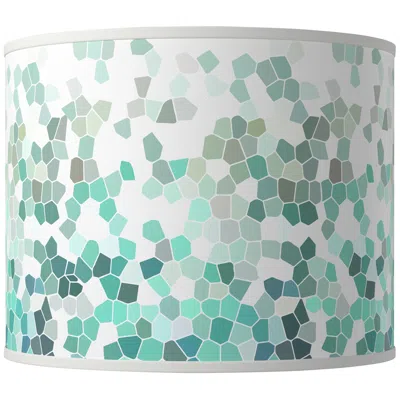 Giclee Glow Aqua Mosaic Giclee Round Drum Lamp Shade 14x14x11 (spider)