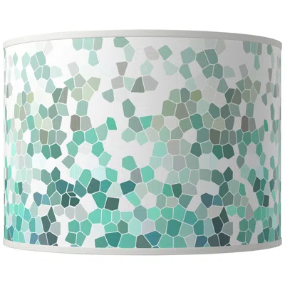 Giclee Glow Aqua Mosaic Giclee Round Drum Lamp Shade 15.5x15.5x11 (spider)