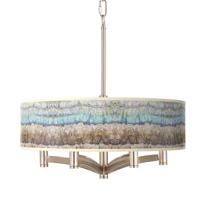 Giclee Glow Ava 20" 6-light Marble Jewel Shade And Nickel Drum Pendant