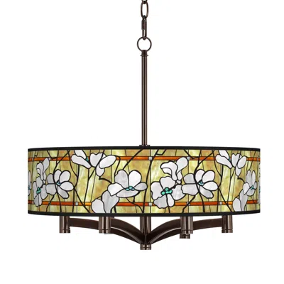 Giclee Glow Ava 20" Magnolia Mosaic 6-light Bronze Pendant Chandelier