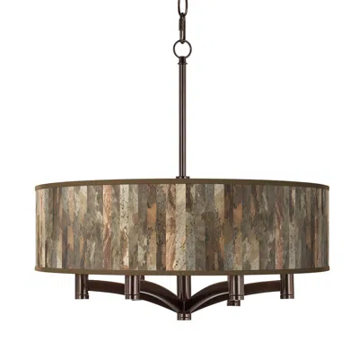 Giclee Glow Ava 20" Paper Bark Pattern Shade 6-light Bronze Chandelier