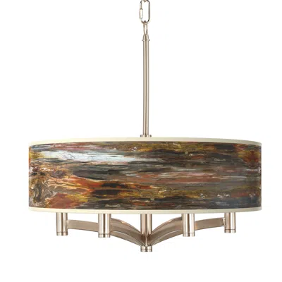 Giclee Glow Ava 20" Wide Embracing Change Shade Nickel Chandelier