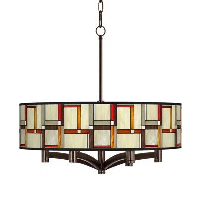 Giclee Glow Ava Bronze 20" Modern Squares 6-light Pendant Chandelier