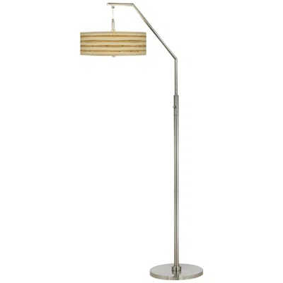 Giclee Glow Bamboo Wrap Giclee Shade Arc Floor Lamp