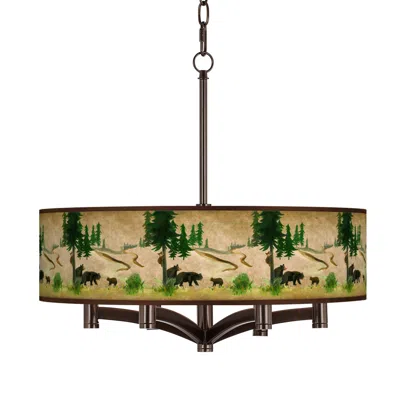 Giclee Glow Bear Lodge Ava 6-light Bronze Pendant Chandelier