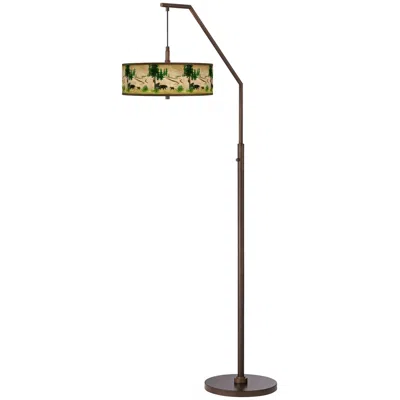 Giclee Glow Bear Lodge Bronze Downbridge Arc Floor Lamp