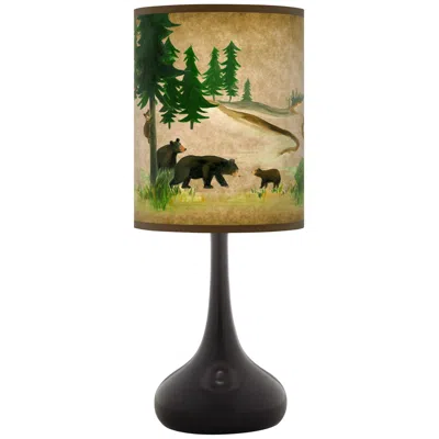 Giclee Glow Bear Lodge Giclee Black Droplet Table Lamp