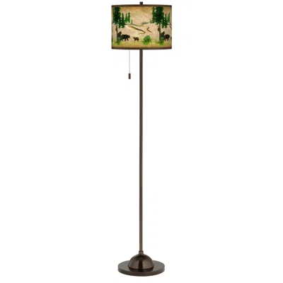 Giclee Glow Bear Lodge  Bronze Club Floor Lamp