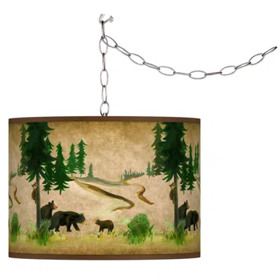 Giclee Glow Bear Lodge  Plug-in Swag Pendant