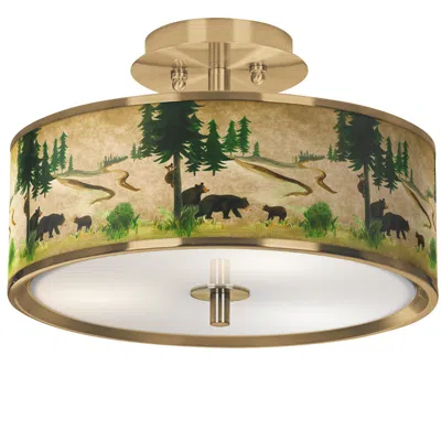 Giclee Glow Bear Lodge Gold 14" Wide Ceiling Light