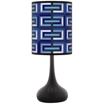 Giclee Glow Black Droplet 23 1/2" High Parquet Blue Shade Table Lamp