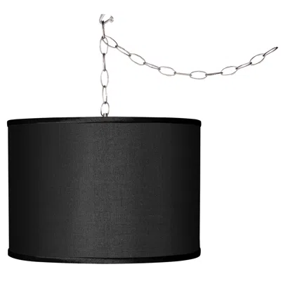 Giclee Glow Black Faux Silk 13 1/2" Wide Plug-in Swag Pendant