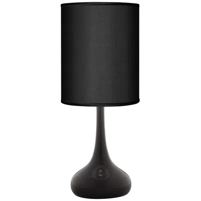 Giclee Glow Black Finish Modern Droplet Table Lamp With Black Faux Silk Shade