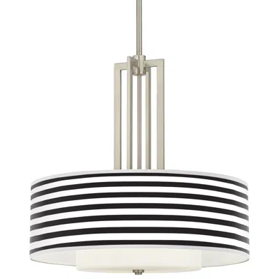 Giclee Glow Black Horizontal Stripe Carey 24" Brushed Nickel 4-light Chandelier