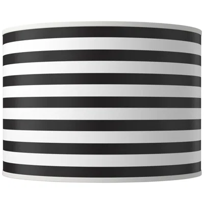 Giclee Glow Black Horizontal Stripe Giclee Round Drum Lamp Shade 15.5x15.5x11 (spider)