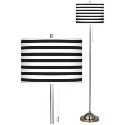 Giclee Glow Black Stripe Shade Brushed Nickel Pull Chain Floor Lamp