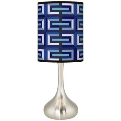 Giclee Glow Blue Parquet Geometric Giclee Modern Droplet Table Lamp