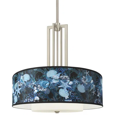 Giclee Glow Blue Seas Carey 24" Brushed Nickel 4-light Chandelier