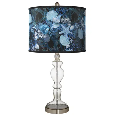 Giclee Glow Blue Seas Giclee Apothecary Clear Glass Table Lamp