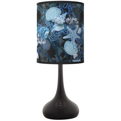 Giclee Glow Blue Seas Giclee Black Droplet Table Lamp