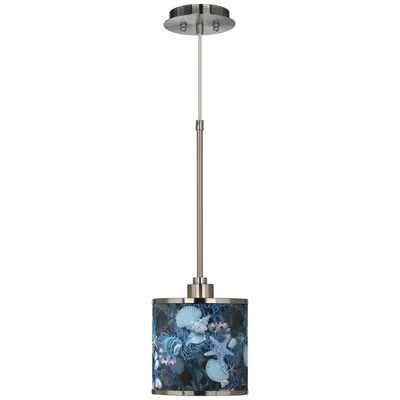 Giclee Glow Blue Seas Giclee Brushed Nickel Mini Pendant Light