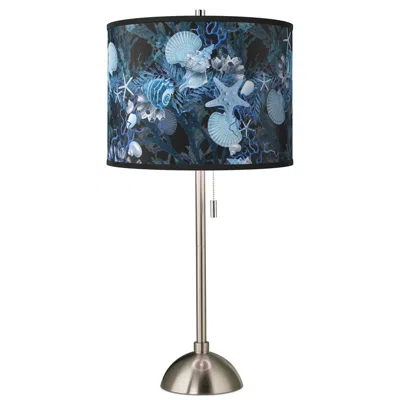 Giclee Glow Blue Seas Giclee Brushed Nickel Table Lamp