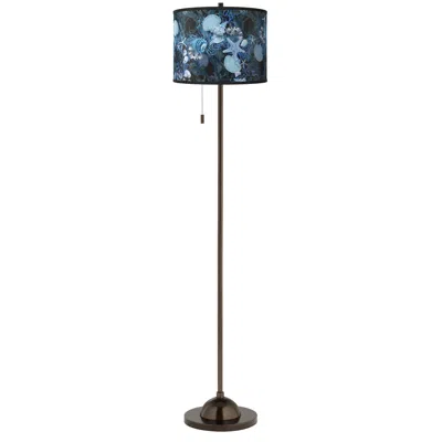 Giclee Glow Blue Seas  Bronze Club Floor Lamp