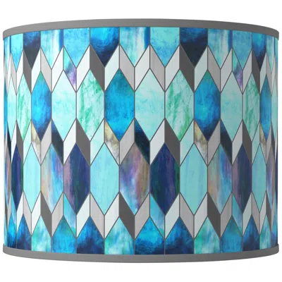 Giclee Glow Blue Tiffany Giclee Round Drum Lamp Shade 14x14x11 (spider)