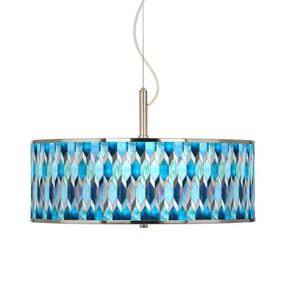 Giclee Glow Blue Tiffany-style  20" Wide Pendant Light