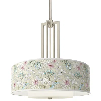 Giclee Glow Botanical Carey 24" Brushed Nickel 4-light Chandelier