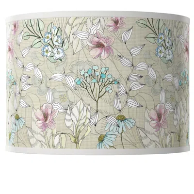 Giclee Glow Botanical Flower And Vine Drum Shade 12x12x8.5 (spider)
