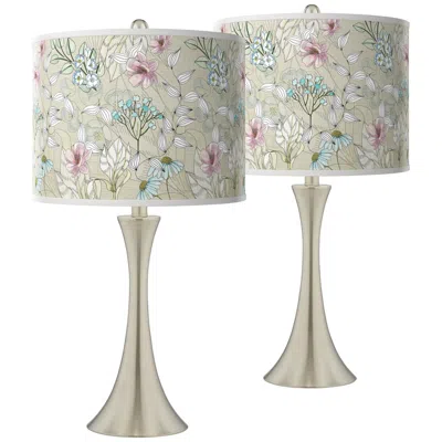 Giclee Glow Botanical Trish 26 1/4" High Brushed Nickel Touch Table Lamps Set Of 2