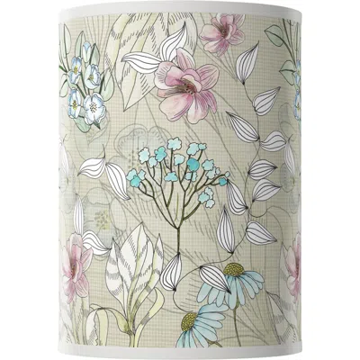 Giclee Glow Botanical White Giclee Round Cylinder Lamp Shade 8x8x11 (spider)