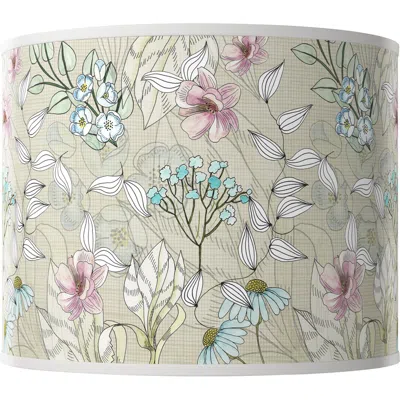Giclee Glow Botanical White Giclee Round Drum Lamp Shade 14x14x11 (spider)