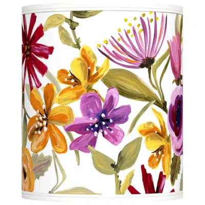Giclee Glow Bountiful Blooms Pattern Tall Drum Lamp Shade 10x10x12 (spider)