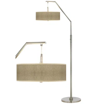 Giclee Glow Burlap Print Giclee Shade Arc Floor Lamp