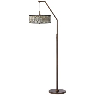 Giclee Glow Calathea Gem Bronze Downbridge Arc Floor Lamp