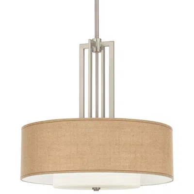 Giclee Glow Carey 24" Burlap Double Drum Shade Chandelier