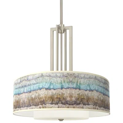 Giclee Glow Carey 24" Marble Jewel  Brushed Nickel 4-light Chandelier