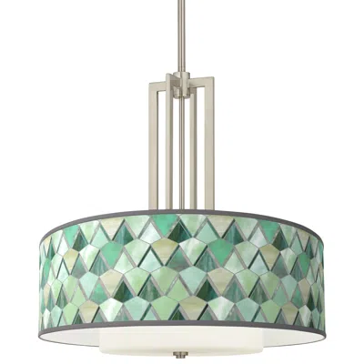 Giclee Glow Carey 24" Nickel 4-light Misty Morning Shade Chandelier
