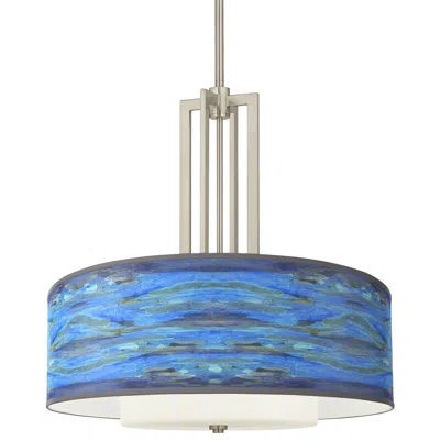 Giclee Glow Carey 24" Nickel With Oceanside Shade 4-light Chandelier
