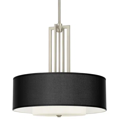 Giclee Glow Carey 24" Silk Black Double Drum Shade Chandelier
