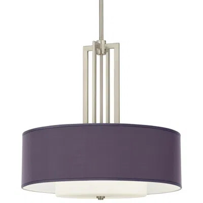 Giclee Glow Carey 24" Silk Eggplant Double Drum Shade Chandelier