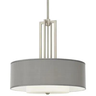 Giclee Glow Carey 24" Silk Grey Double Drum Shade Chandelier