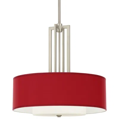 Giclee Glow Carey 24" Silk Red Double Drum Shade Chandelier