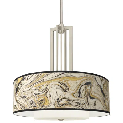 Giclee Glow Carey 24" Venetian Marble Pattern Shade Drum Chandelier