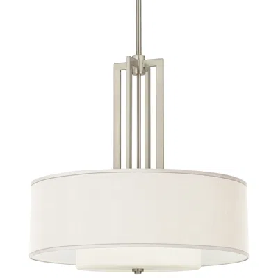 Giclee Glow Carey 24" Wide Silk Cream Double Drum Shade Chandelier