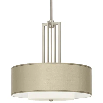 Giclee Glow Carey 24" Wide Silk Taupe Double Drum Shade Chandelier