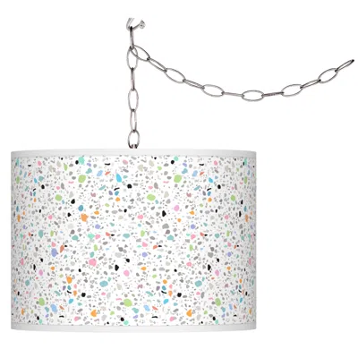 Giclee Glow Colored Terrazzo  Plug-in Swag Pendant